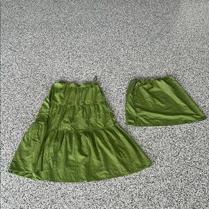 Uniqlo Green Bubble Mini Skirt Set Casual